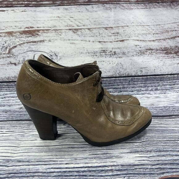 Born Birdie Brown Leather Heeled Lace Up Oxfords Booties, Women’s Size 7.5 - Picture 1 of 8